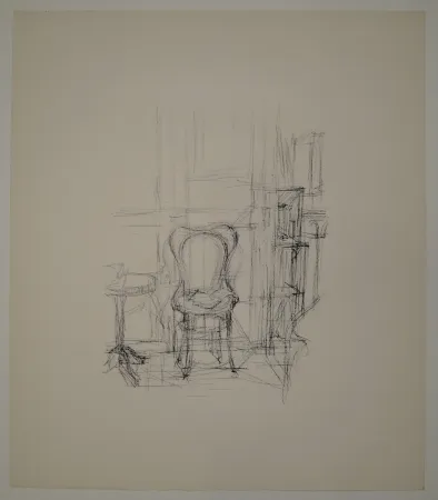 Lithografie Giacometti - Chaise et guéridon. 