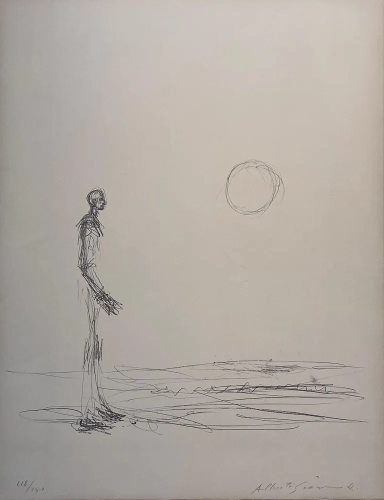 Lithografie Giacometti - Homme debout et Soleil 