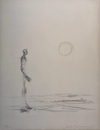 Lithografie Giacometti - Homme debout et Soleil 