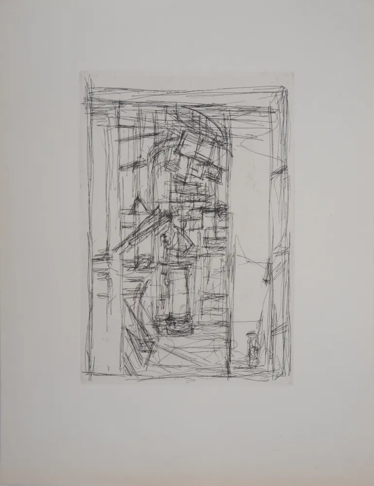 Gravure Giacometti - Intérieur au poêle