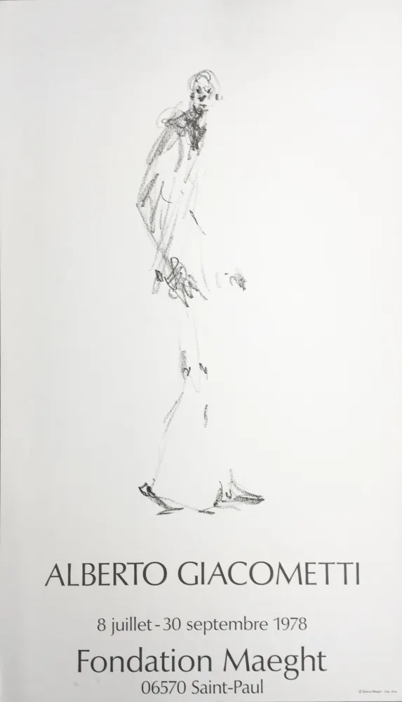 Poster Giacometti - L'HOMME QUI MARCHE. Fondation Maeght du 8 juillet au 30 septembre 1978.