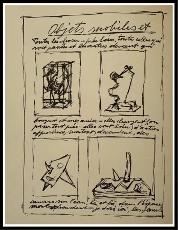 Lithografie Giacometti - OBJETS MOBILES ET MUETS I