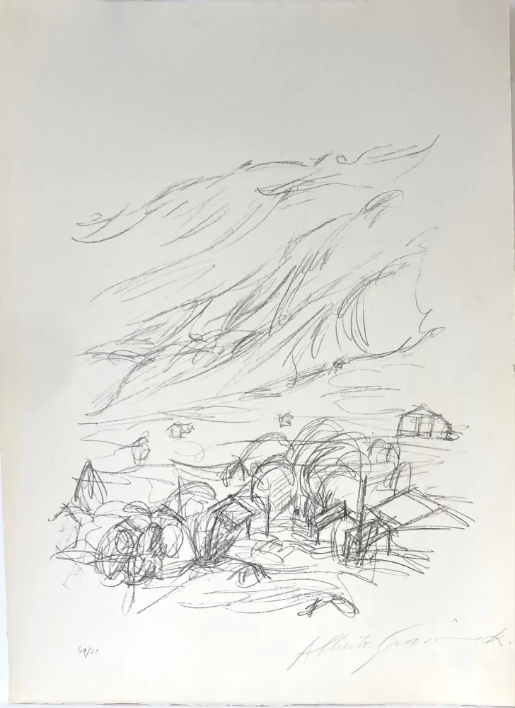 Lithografie Giacometti - Paysage à Stampa. 1963.
