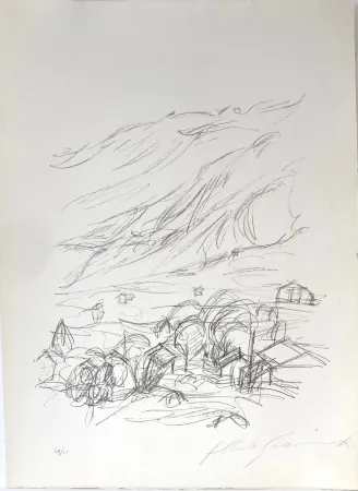 Lithografie Giacometti - Paysage à Stampa. 1963.