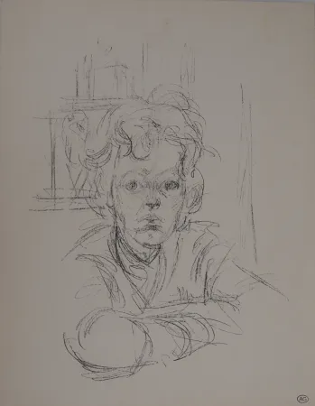 Lithografie Giacometti - Portrait d'Annette (signée du cachet)