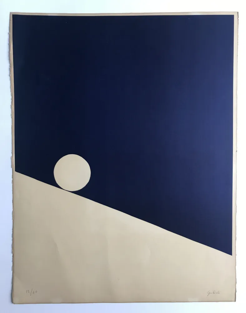 Lithografie Gilioli - Sans titre (Composition en bleu)