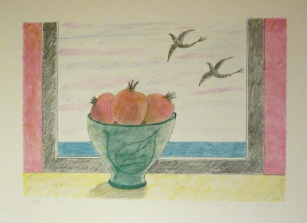 Lithografie Girona - Magranes i ocells