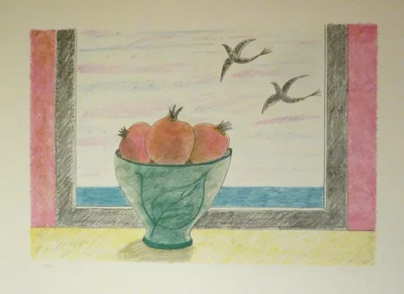 Lithografie Girona - Magranes i ocells