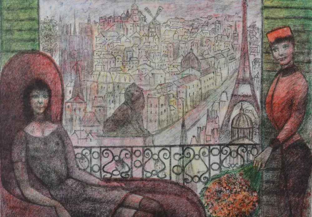 Lithografie Goerg - Du balcon, 1964