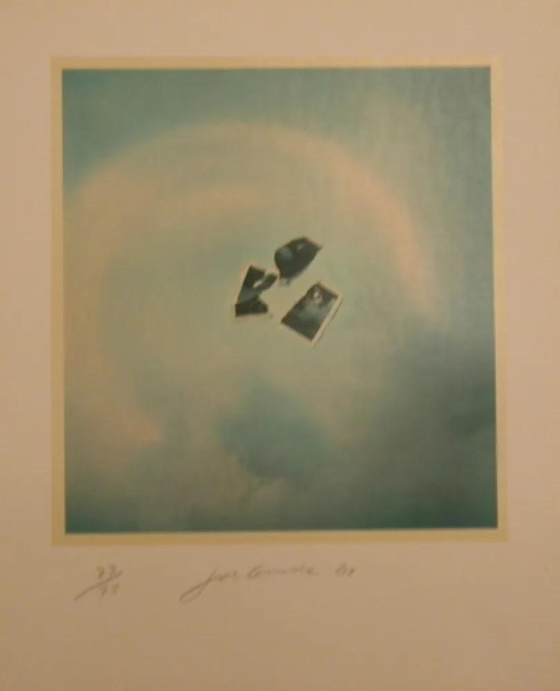 Lithografie Goode - Untitled (photo pieces on blue background)