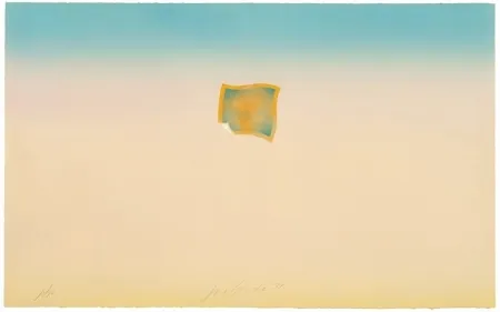 Lithografie Goode - Untitled (small orange photo on peach and blue background)