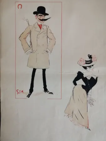 Lithografie Goursat - SEM - Caricature Album Marseillais