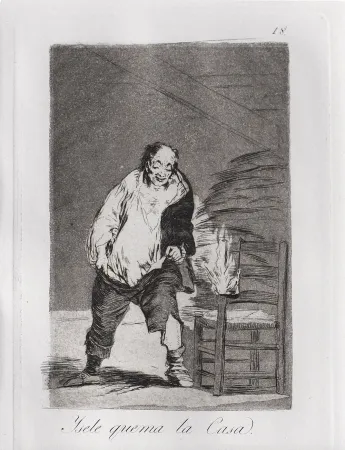Ets En Aquatint Goya - Ysele quema la casa / And His House Burns Down