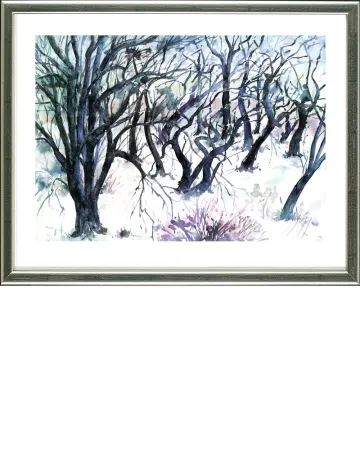 Lithografie Grass - Baumlandschaft  Winter