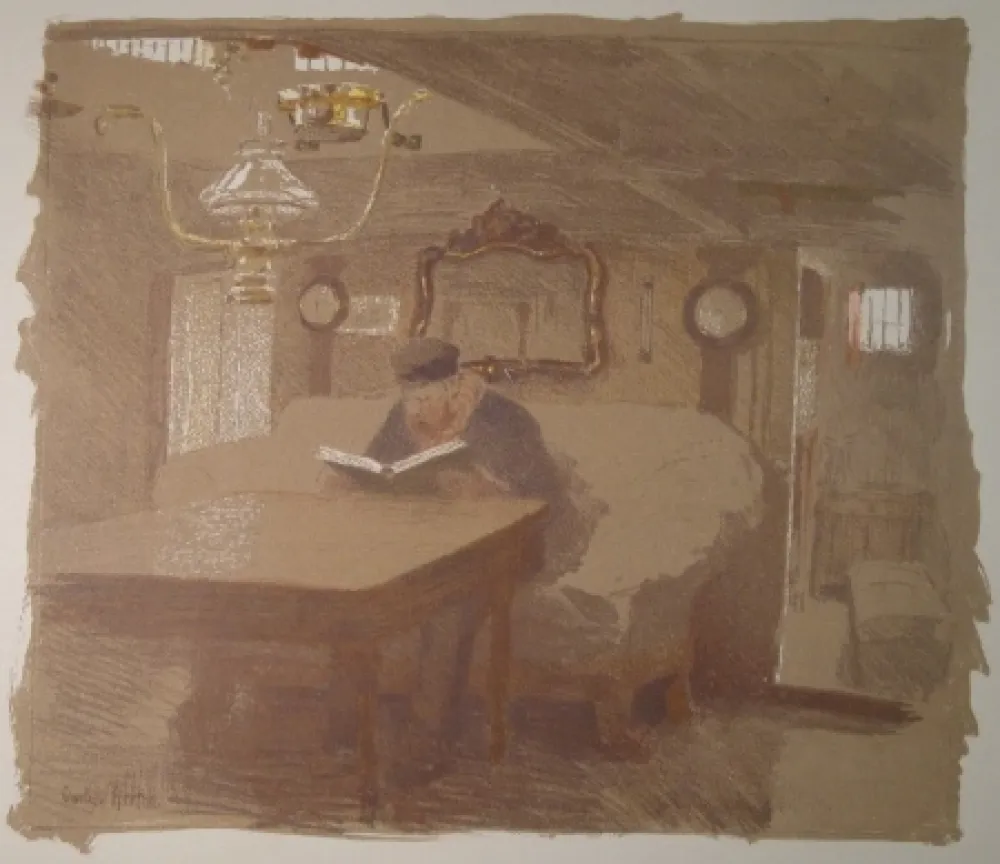 Lithografie Grethe - Einfahrt