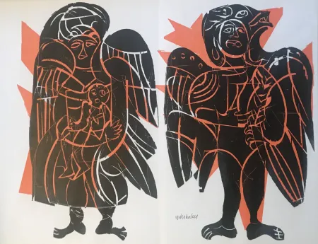 Houtsnede Grieshaber - Maria vom helle christlichen Haufen