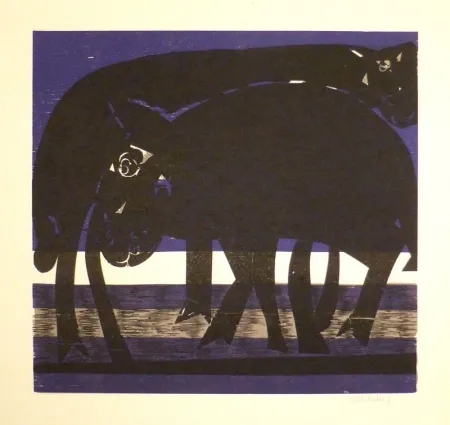 Houtsnede Grieshaber - Tiefebene