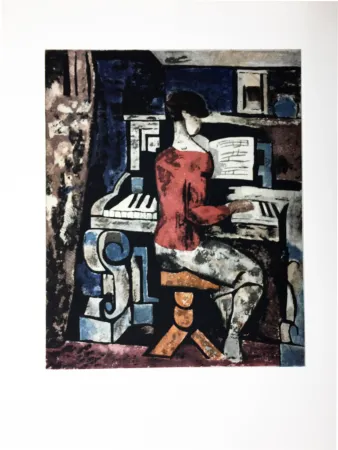 Ets En Aquatint Gromaire - La pianiste