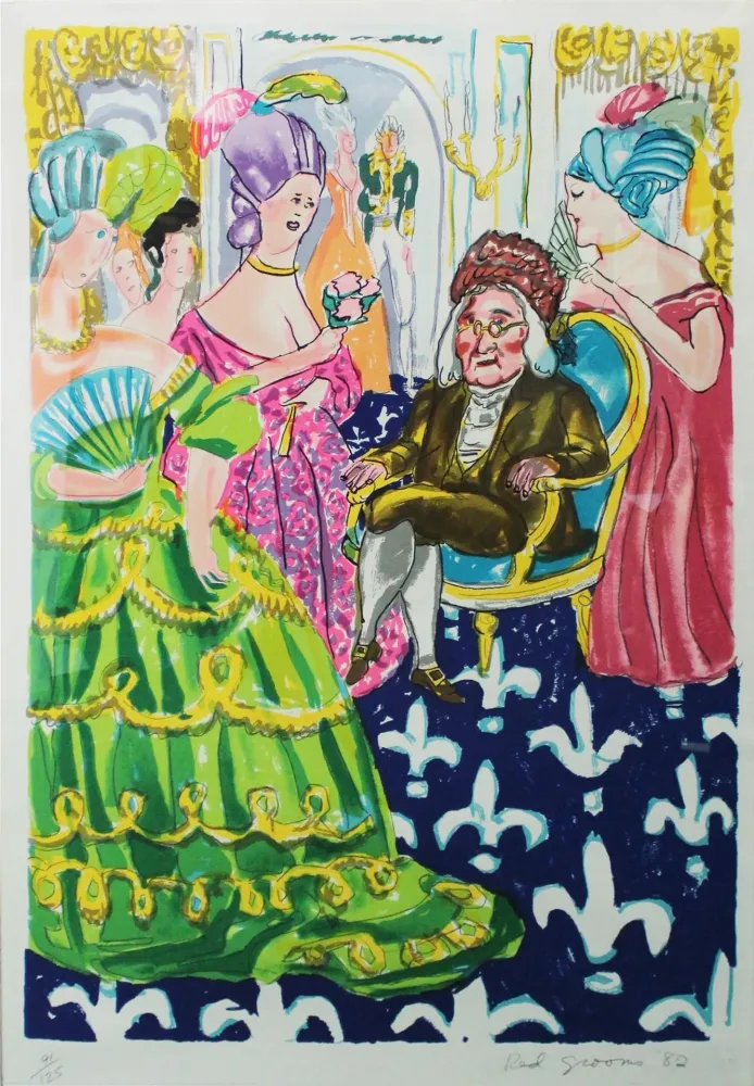 Lithografie Grooms - Franklins Reception at the Court of France