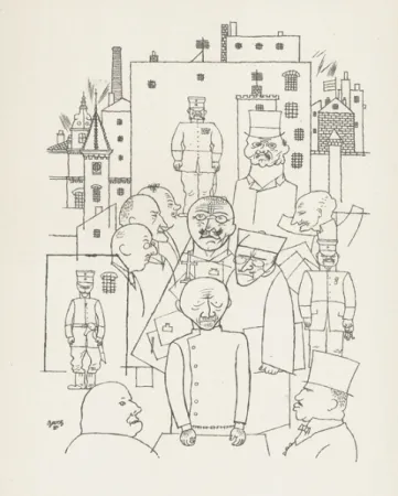 Lithografie Grosz - Er hat Hinderburg verspottet