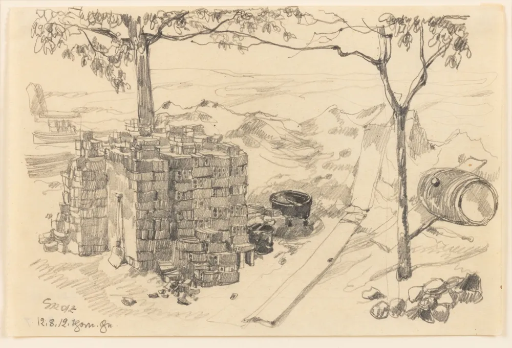 Geen Techniek Grosz - George Grosz (1893–1959) - Baustelle (Thorn) - pencil on paper - 1912