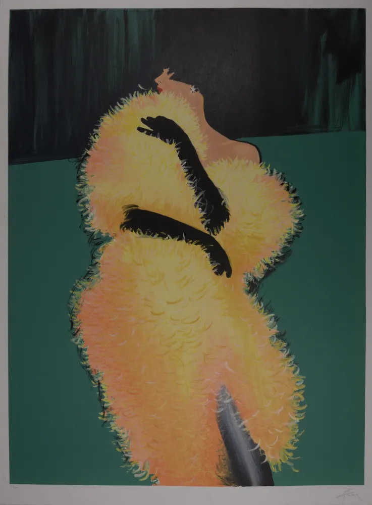 Lithografie Gruau - La femme en jaune, 1990 - Hand-signed!