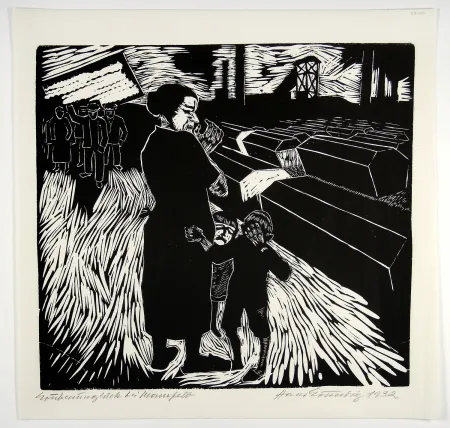 Houtsnede Grundig - Grubenunglück bei Mansfeld (Mining accident near Mansfeld)