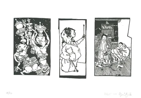 Linosnede Grützke - Bilder aus Bongs Stall