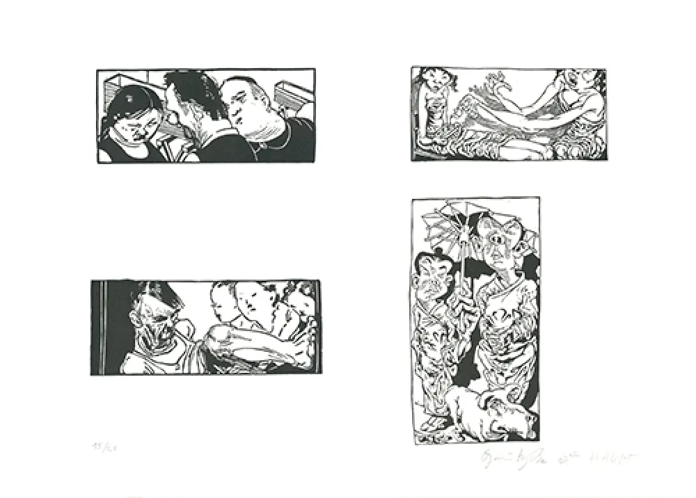 Linosnede Grützke - Bilder aus Bongs Stall