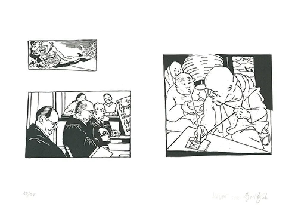 Linosnede Grützke - Bilder aus Bongs Stall