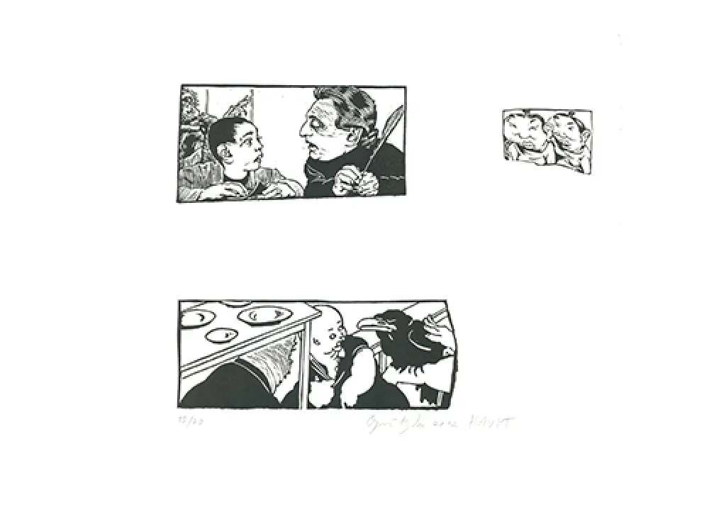 Linosnede Grützke - Bilder aus Bongs Stall