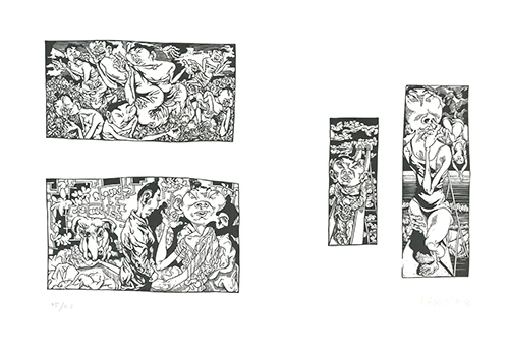 Linosnede Grützke - Bilder aus Bongs Stall