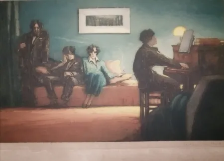 Aquatint Guilbert - La leçon de piano