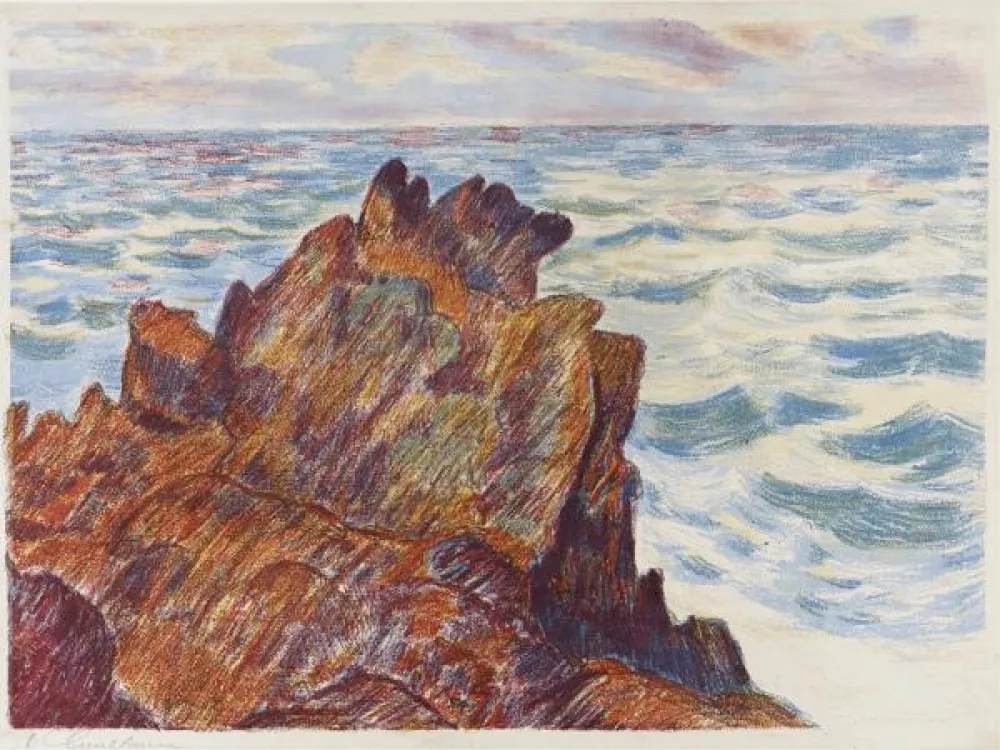 Lithografie Guillaumin - Armand Guillaumin (1841-1927). Les Rochers rouges. 1896. Lithographie signée.