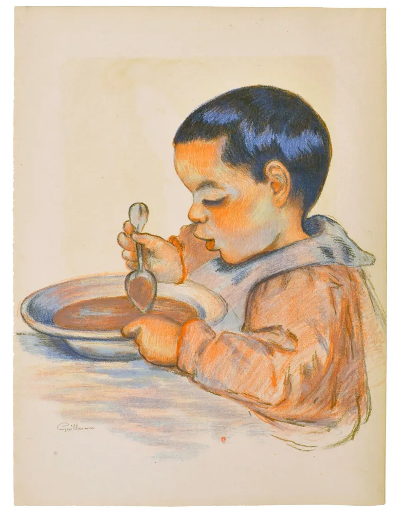 Lithografie Guillaumin - Tête d'enfant