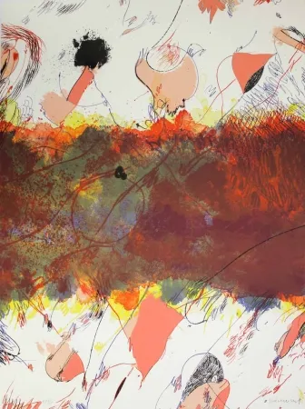 Lithografie Guinovart - Entre dues roses