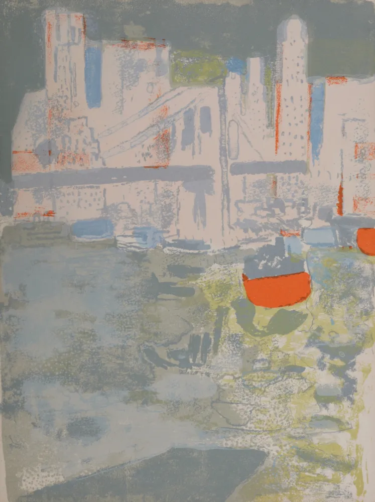 Lithografie Guiramand - Le port de New York, 1964