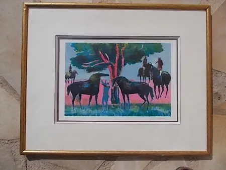 Lithografie Guiramand - Les cavaliers