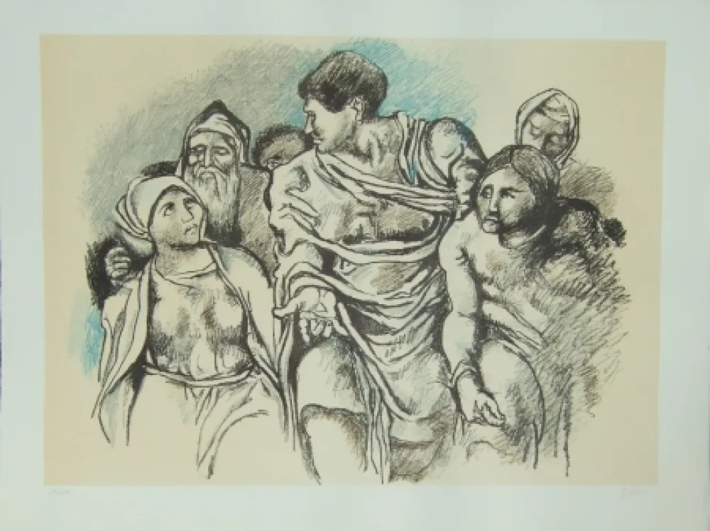 Lithografie Guttuso - Omaggio a Michelangelo