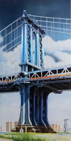 Lithografie Haas - Manhattan Bridge