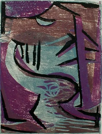 Houtsnede Haas - Winding River