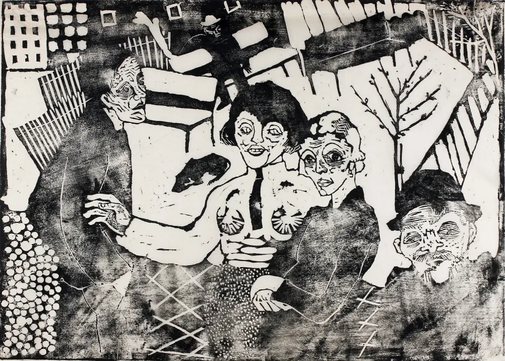 Houtsnede Hamerschlag - Im Hof (In the Courtyard)