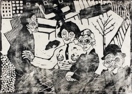 Houtsnede Hamerschlag - Im Hof (In the Courtyard)