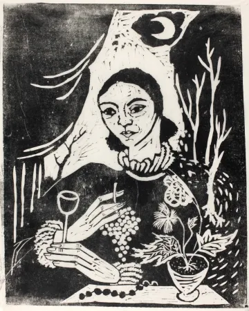 Houtsnede Hamerschlag - Selbstporträt (Selbstbildnis mit Zigarette)