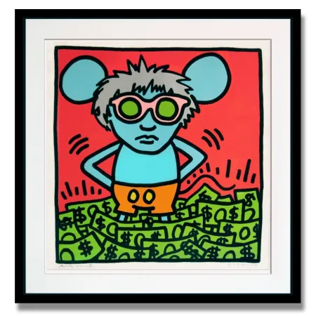 Zeefdruk Haring - Andy Mouse (A - Red)