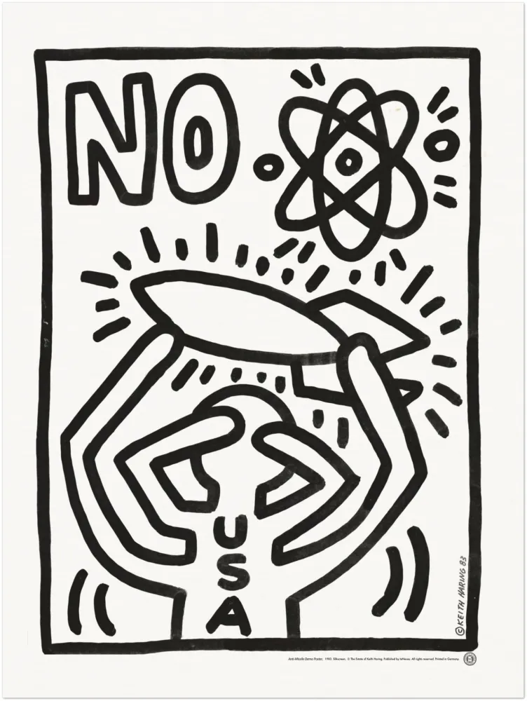Zeefdruk Haring - Anti Missile Demo Poster