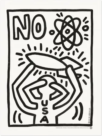 Zeefdruk Haring - Anti Missile Demo Poster