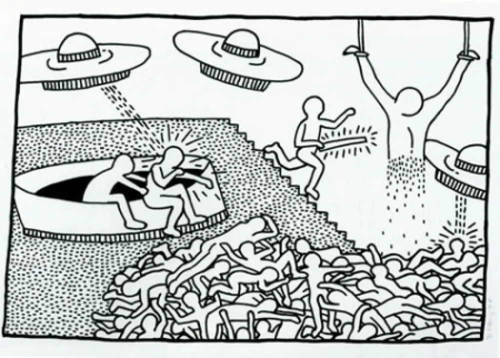 Lithografie Haring - Blueprint Drawing #2