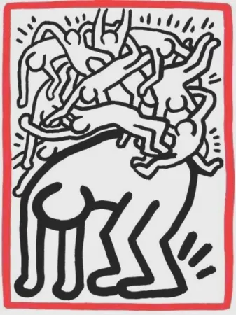 Lithografie Haring - Fight Aids Worldwide