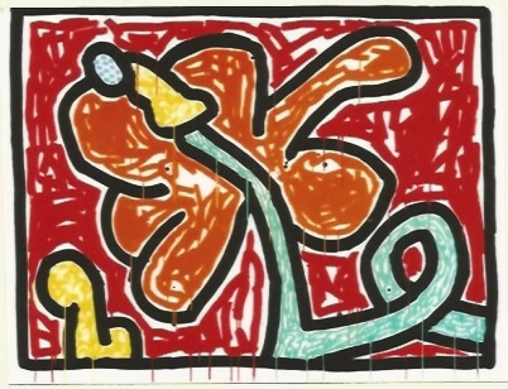 Zeefdruk Haring - Flower # 5
